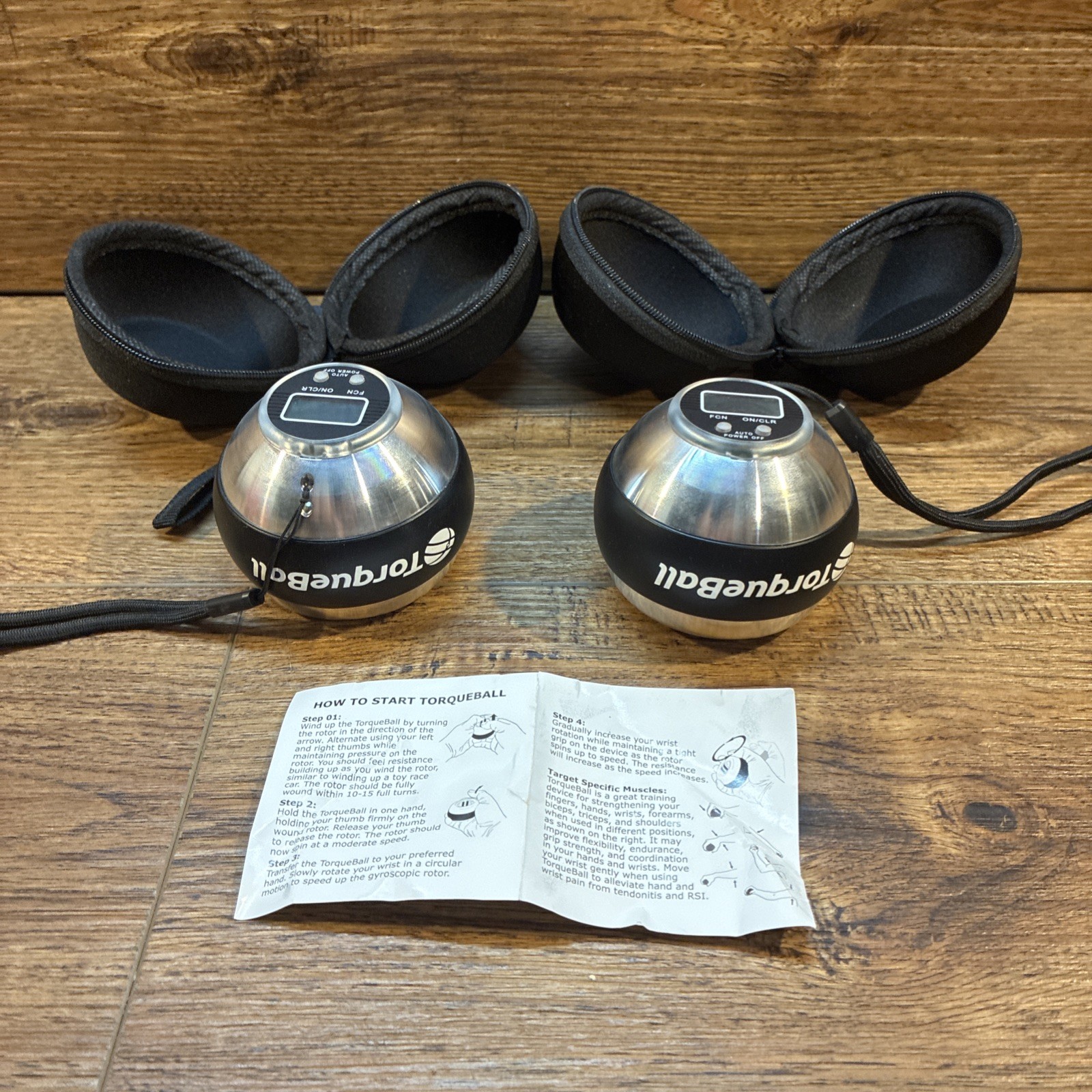 Two Torque Ball Metal Self-Starting Gyroscope Hand Exerciser Ball W/ Case