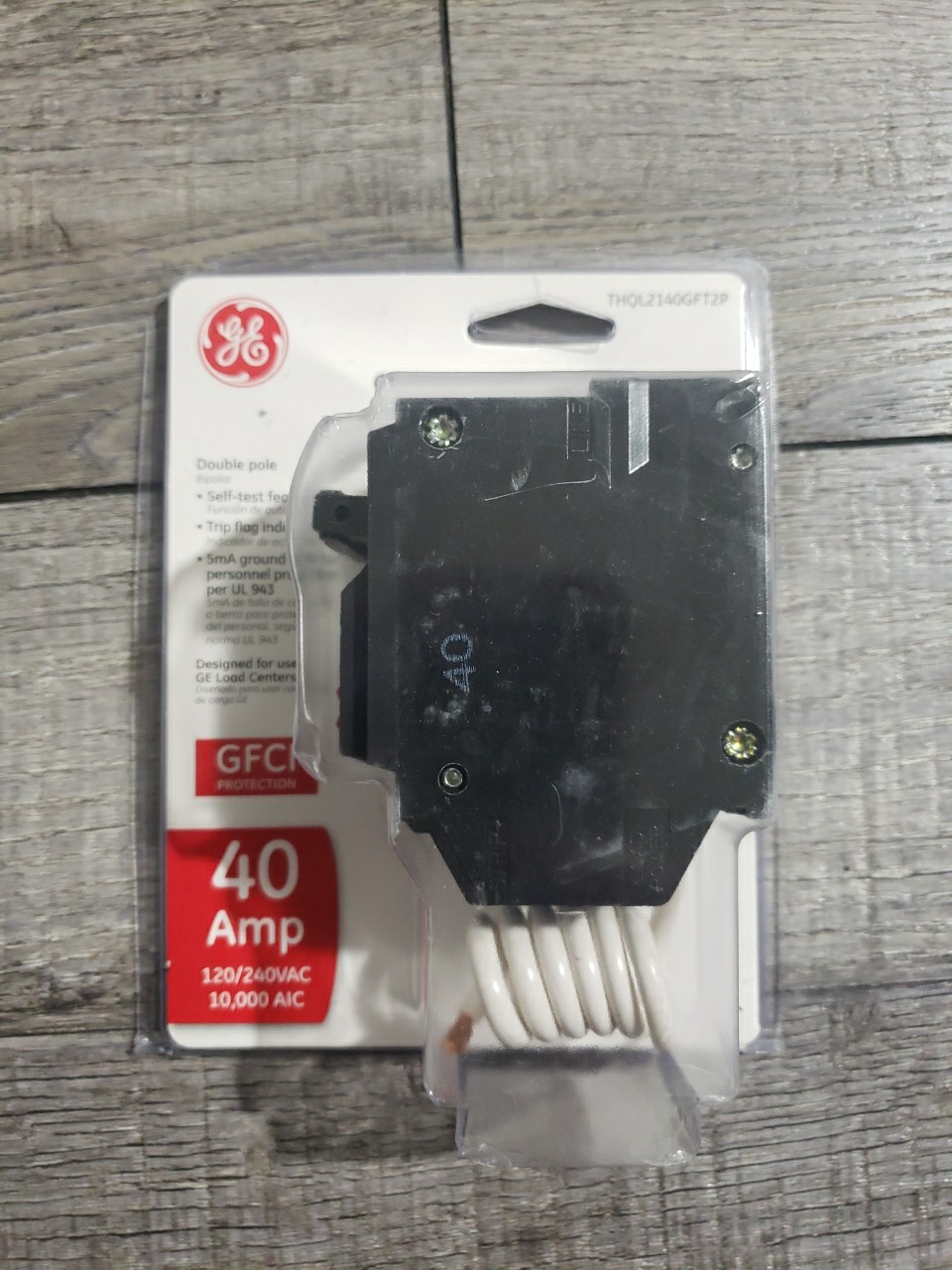 GE THQL2140GFT2P 40A  Double Pole Ground Fault Circuit Breaker GFCI
