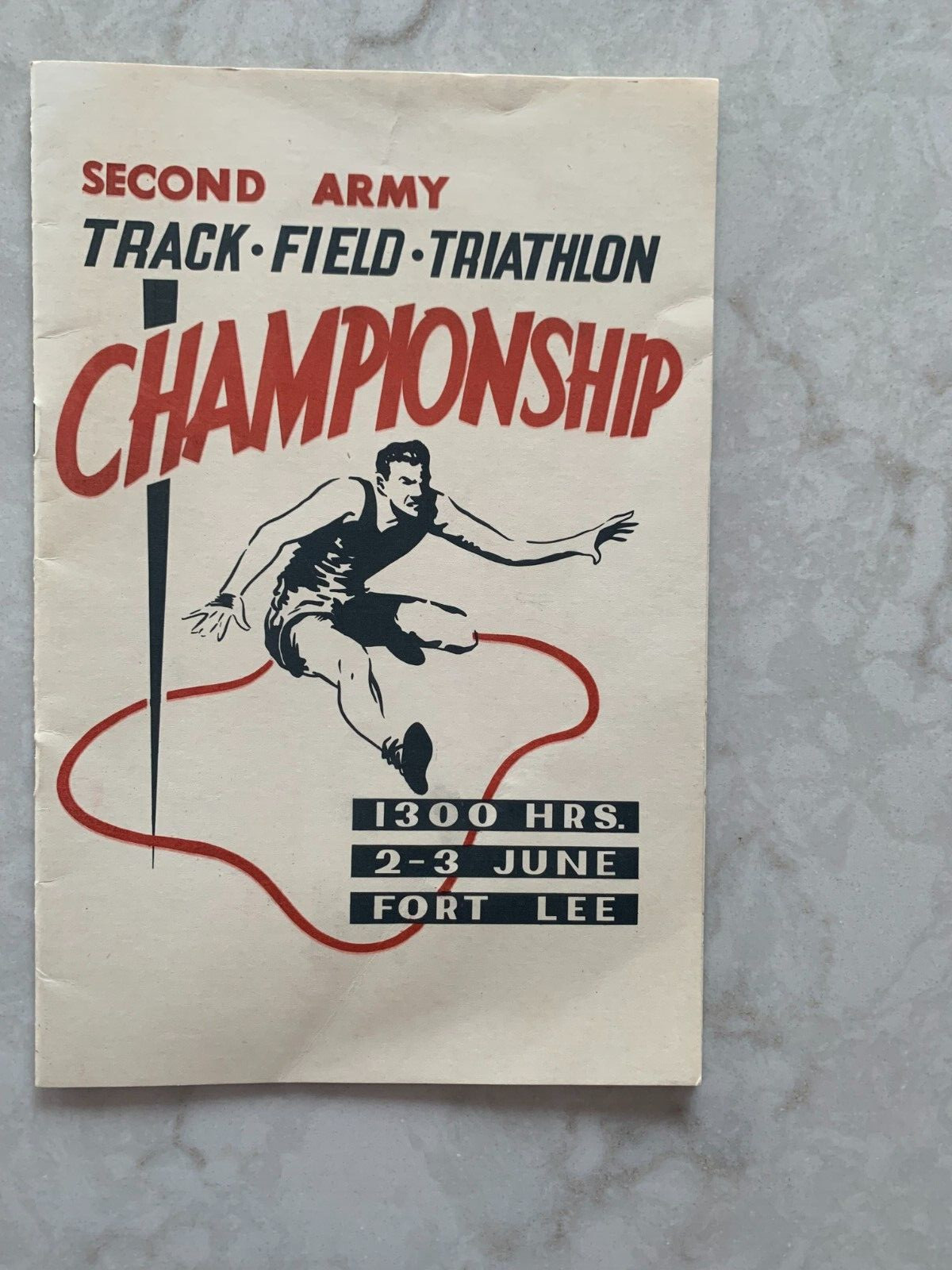 Second Army 'Track-Field-Triathlon' Championship program, Ft. Lee, VA, June 1955