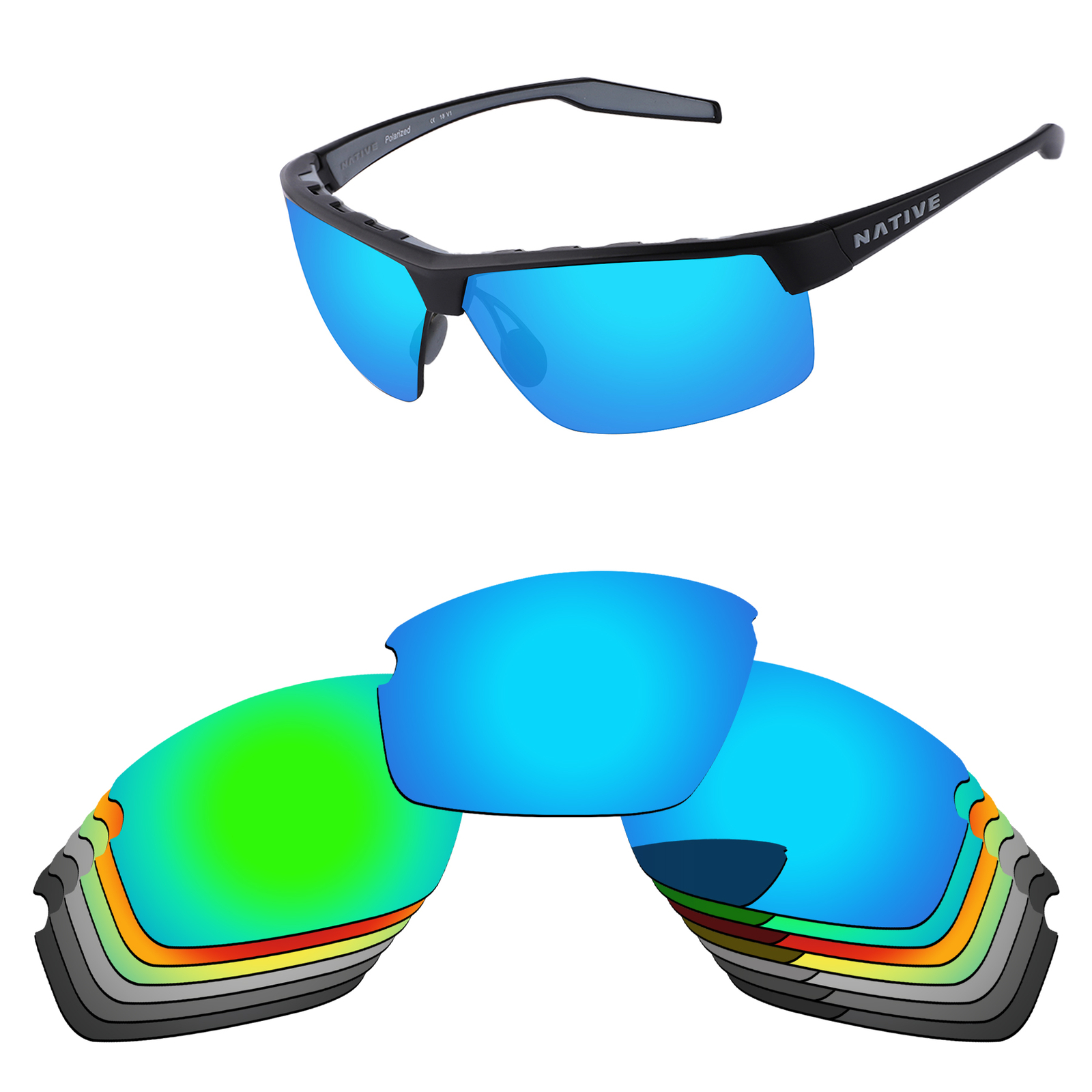 PapaViva Polarized Replacement Lens For-Native Hardtop Ultra XP Frame -Colors