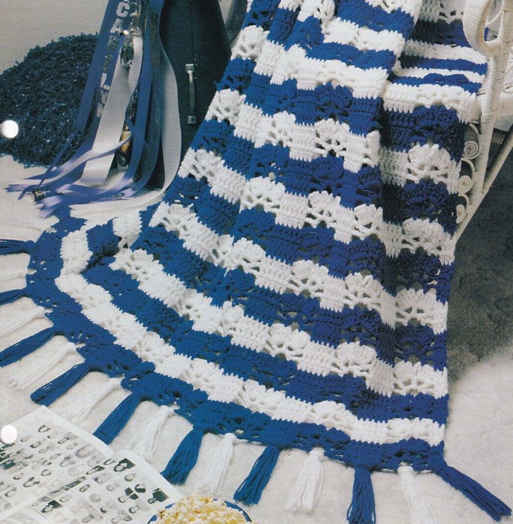 Afghan Crochet Pattern THREE CHEERS FOR SHELLS 12-Hour Time Savers