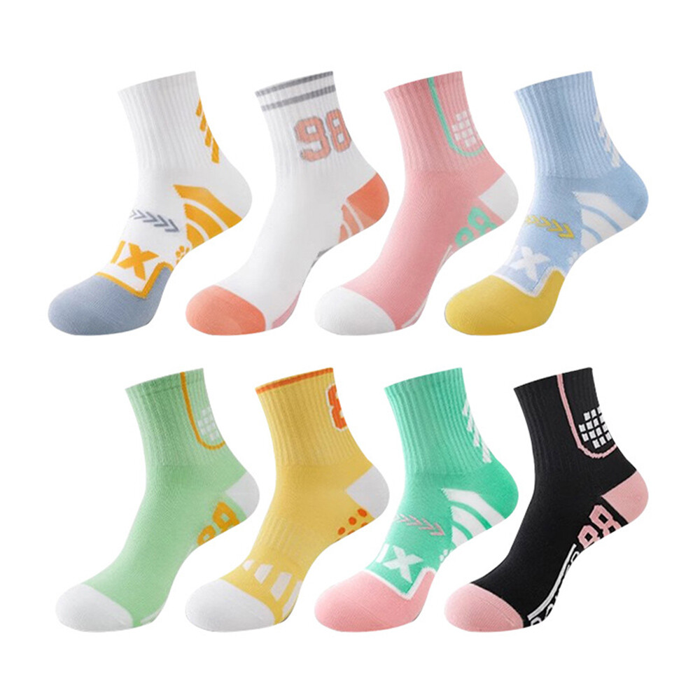 5/3Pairs Women Girl Athletic Sports Crew Socks Striped Over Ankle Casual Classi❥