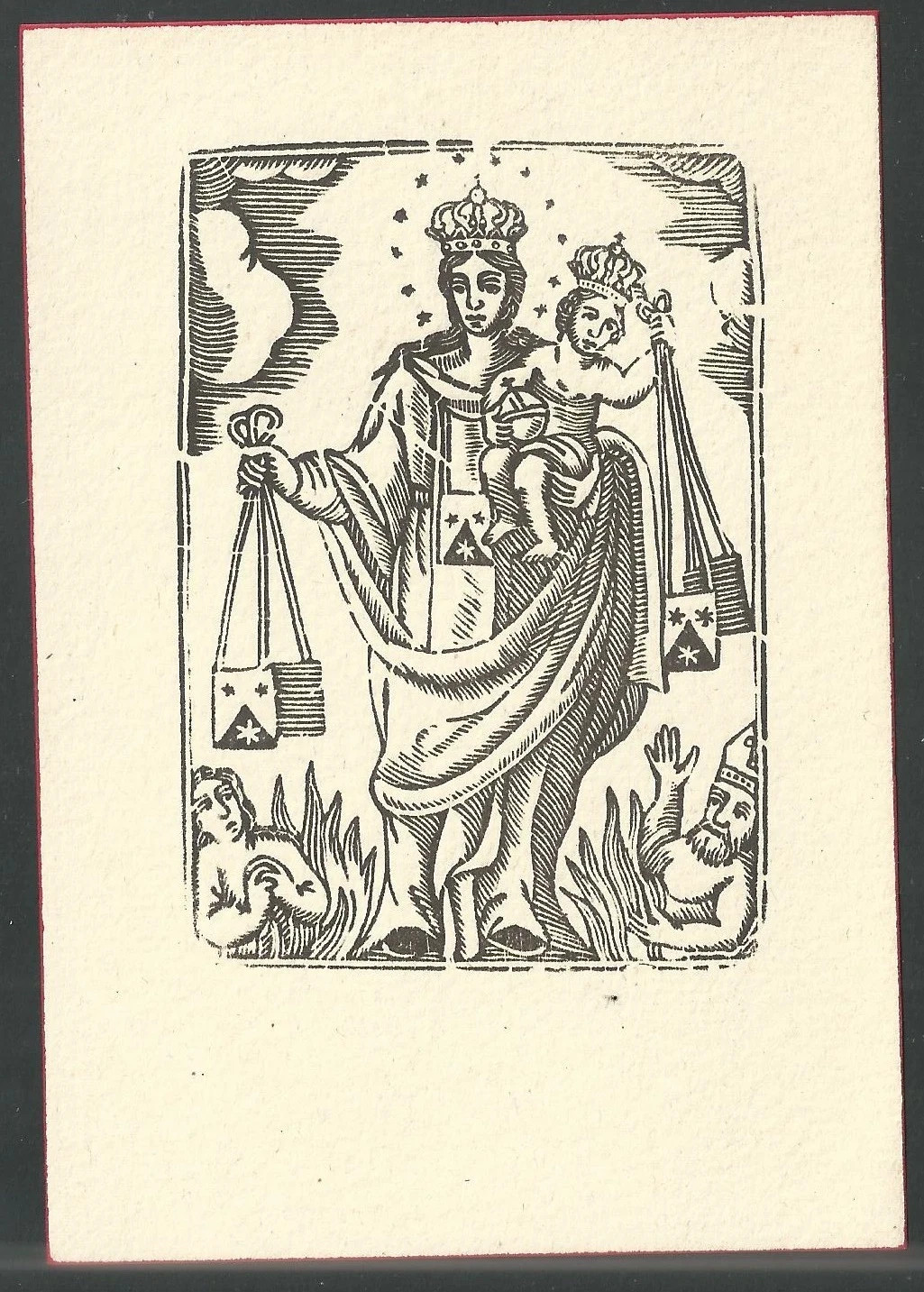 Holy card antique of Virgin del Carmen santino image pieuses estampa
