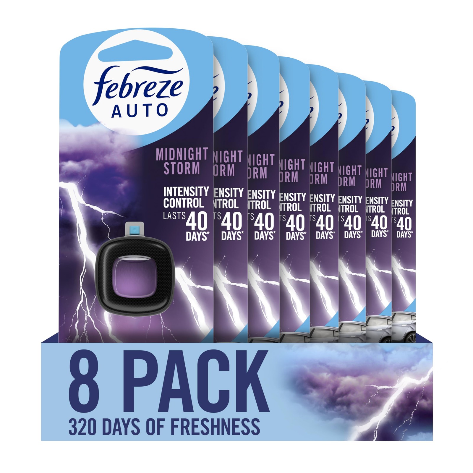Febreze AUTO Air Freshener, Odor-Fighting 0.01 Fl Oz (Pack of 8), Purple