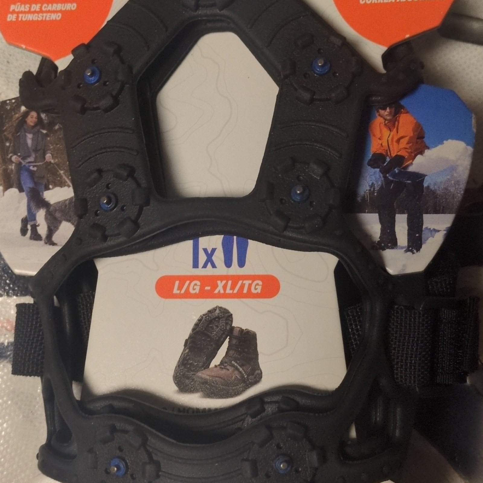 Yaktrax Snow Traction Device Black Adjustable Strap Tungsten Carbide Spikes