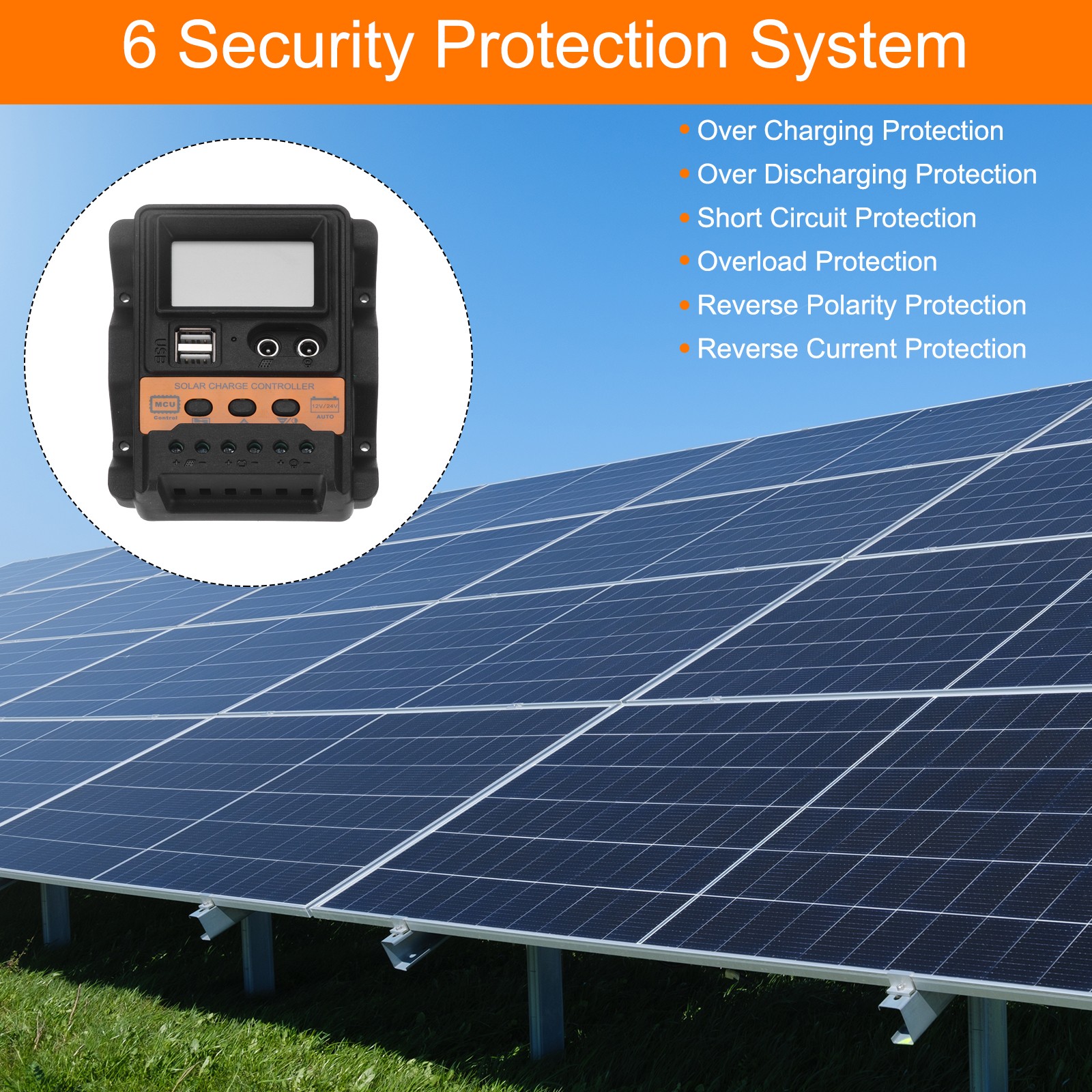 PWM 10A Controller for Solar Charging 12V/24V Car, Smart