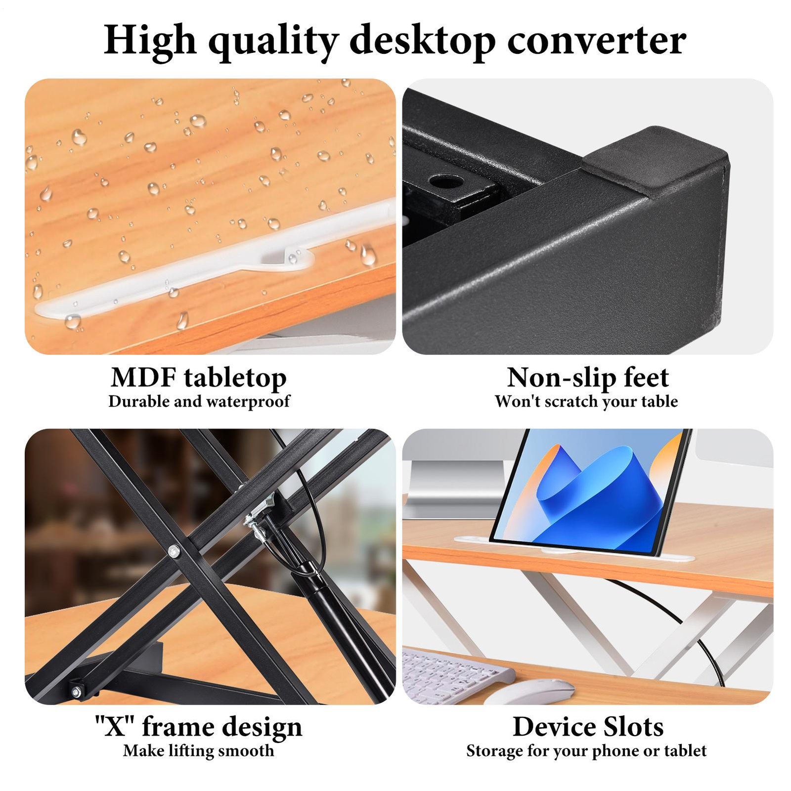 37" Rustic Home Office Desk Riser Adjustable Standing Desk Converter