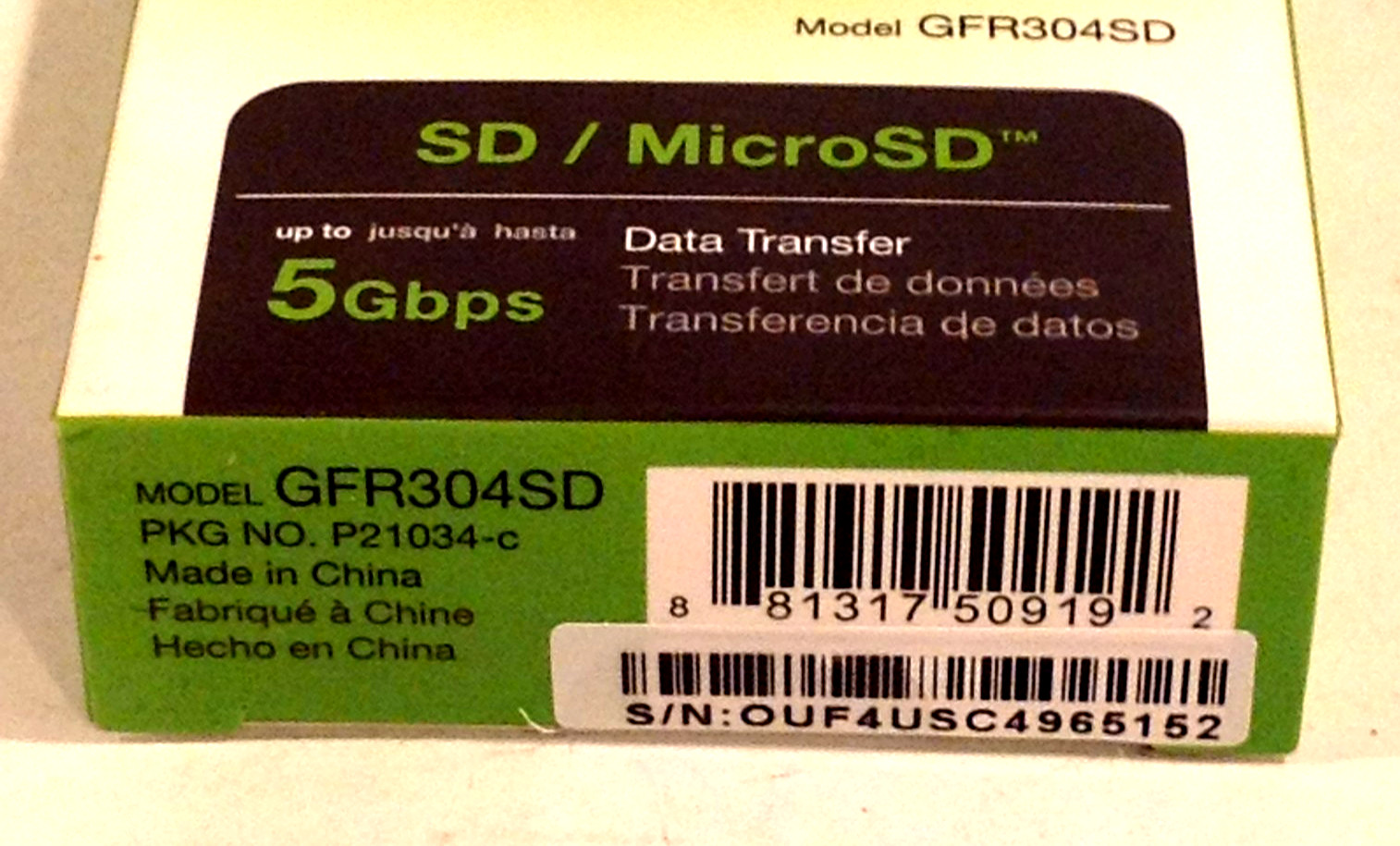 IOGEAR SuperSpeed USB 3.0 SD/Micro SD Card Reader Writer GFR304SD 5Gbps Data New