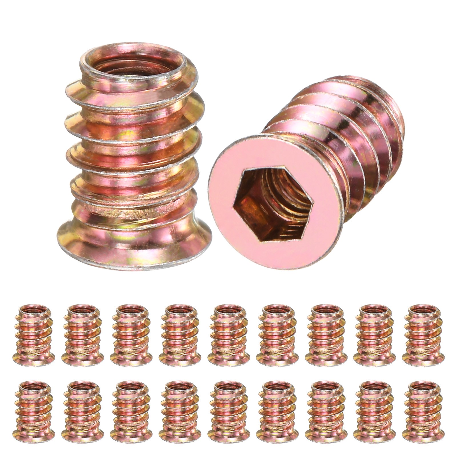 20-Pack Threaded Inserts for Wood, M6x15mm Threaded Insert Nuts [Gold Tone]