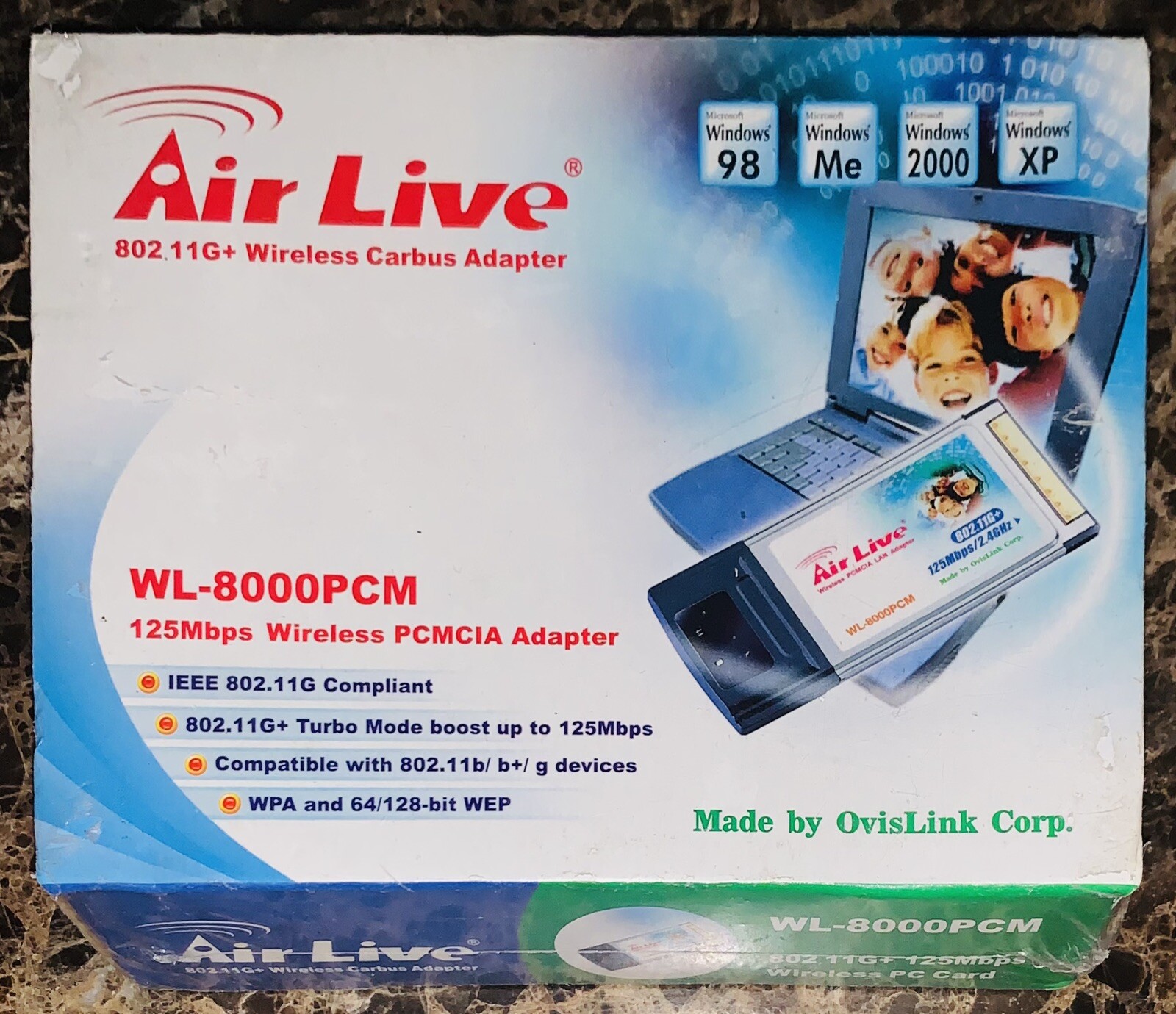Air Live 802.11G+ 125 Mbps Wireless Carbus Adapter PC Card WL-8000PCM NEW
