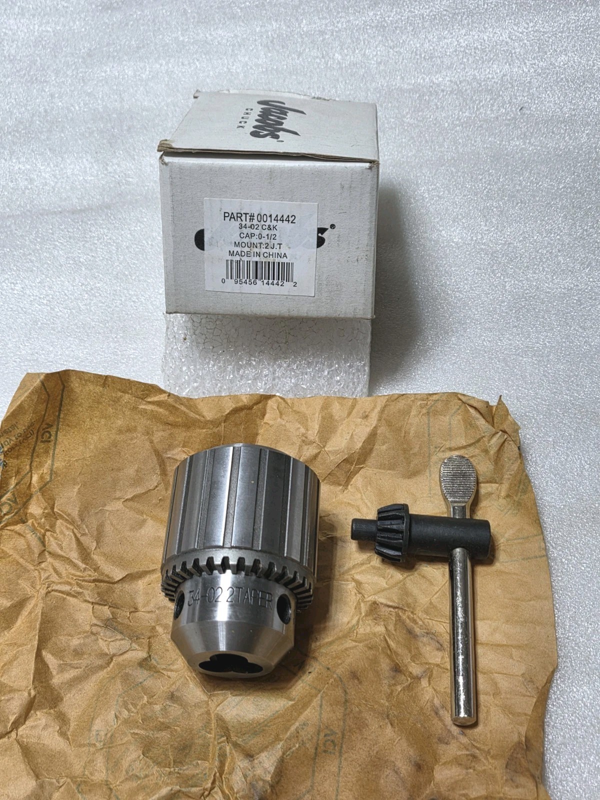 Jacobs Chuck 14442, 34-02, Capacity 0-1/2" , Tapered Mount 2 J. T.
