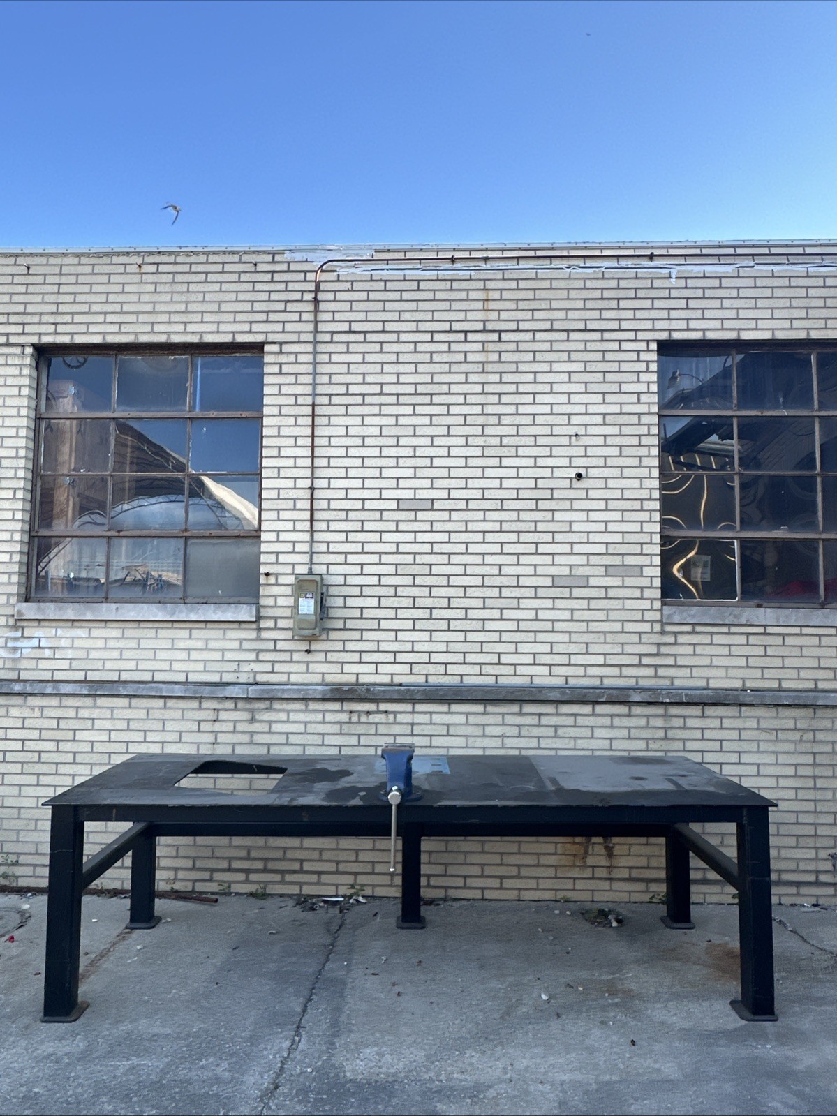42” X 10’ Solid Steel Welding Bench / Fabrication Bench W/ Table Vise