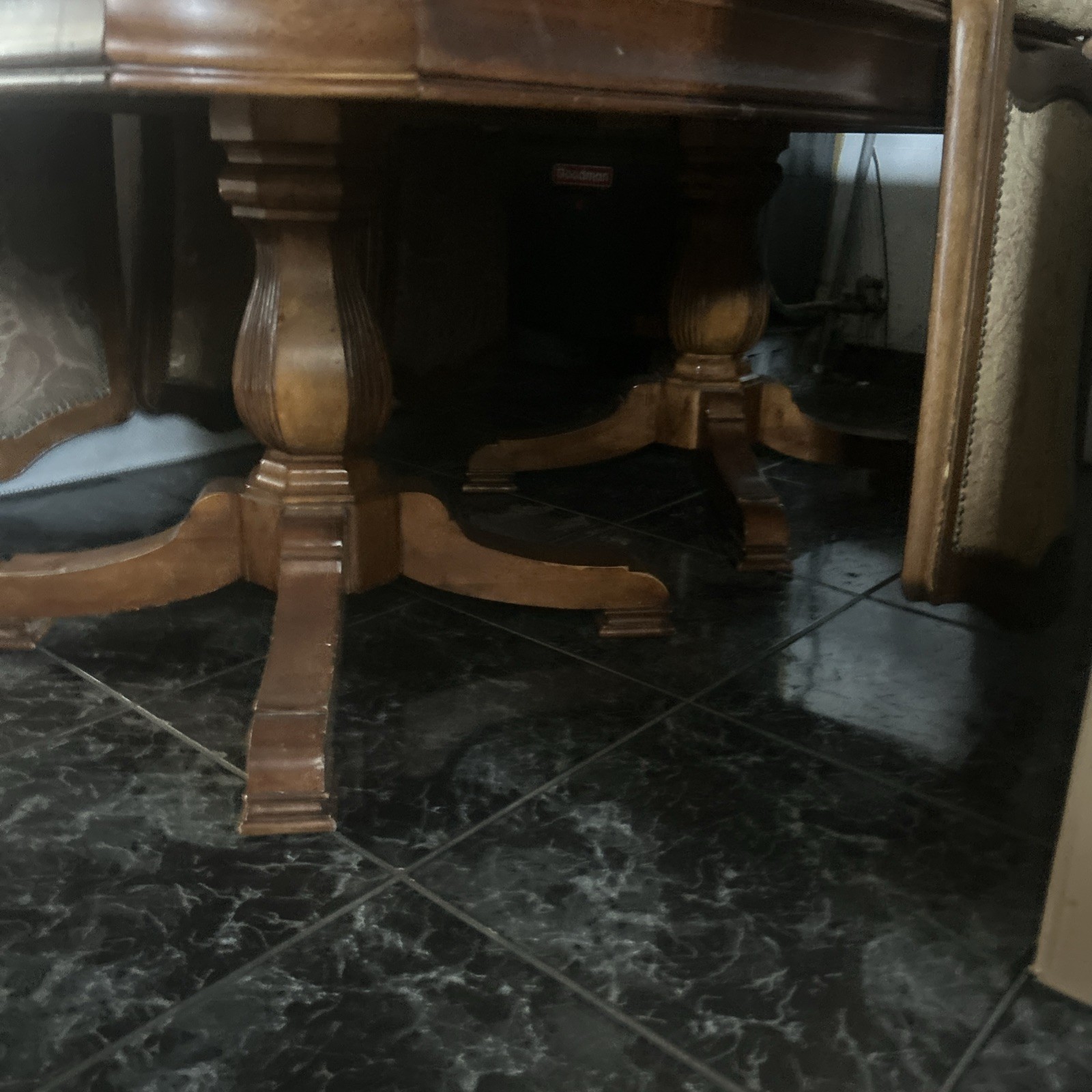 Bernardhart Wood Pedestal Table with Matching 6 Chairs Set