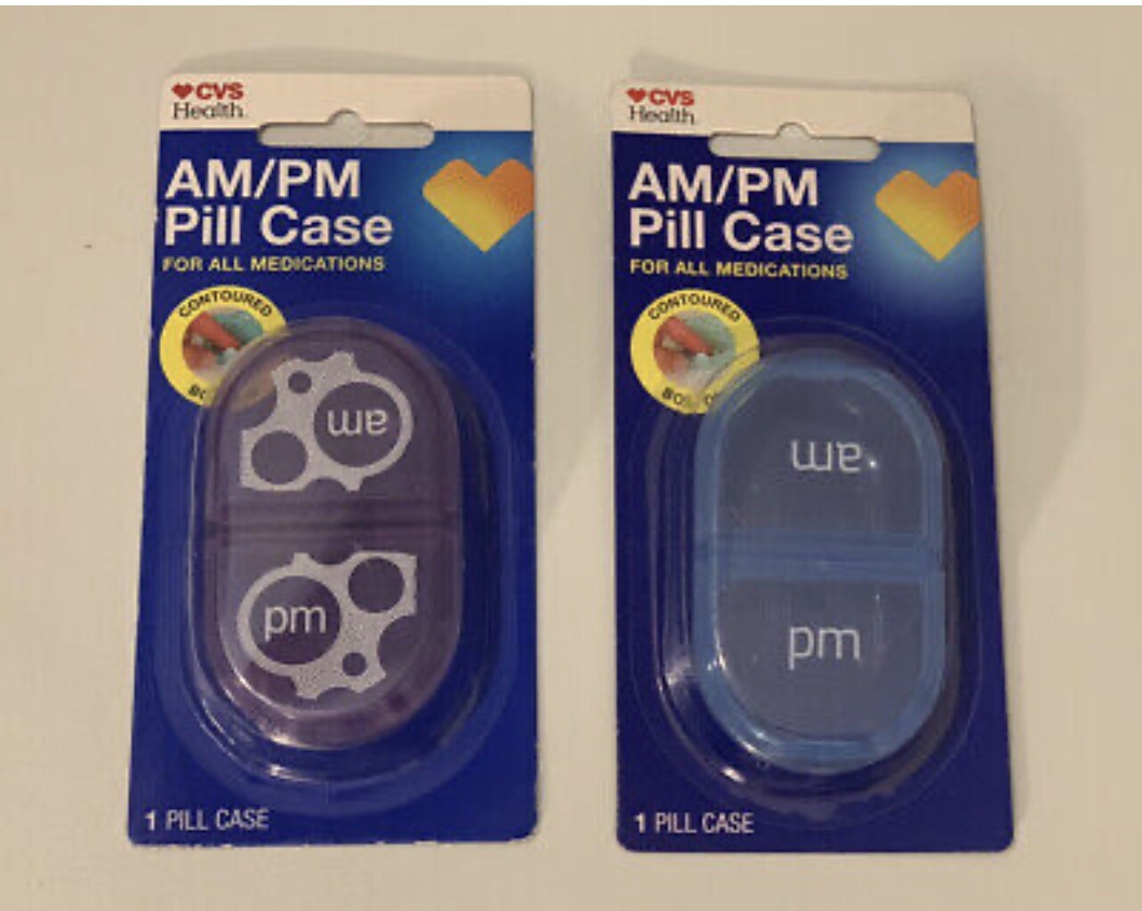 2- Cvs Health AM/PM Pill Case ~ AM PM ( Lot of 2 )