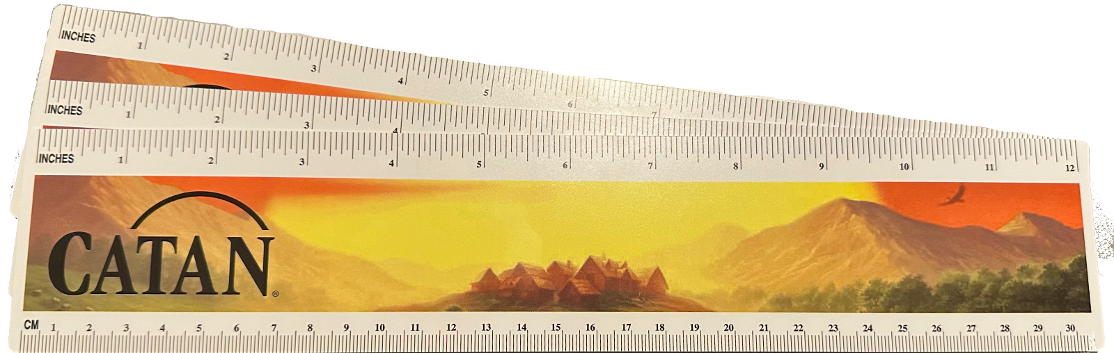 Catan Settlers 12" Flexible Ruler Lot of 3 Plastic Scale Measures Inches Metric