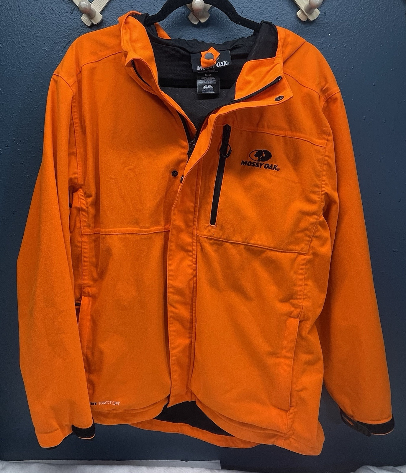 Mossy Oak M Blaze Orange Jacket Scent-factor Hunting Outdoors Hood  *Stains Pics