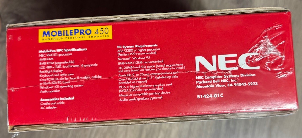 NEC Windows MobilePro 450 Handheld Personal Computer New Factory Sealed