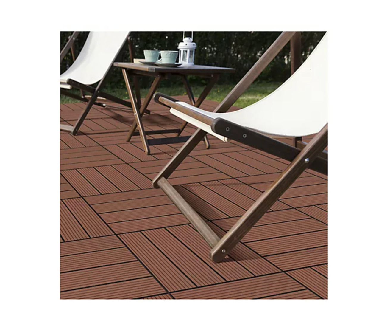 Pure Garden Patio Floor Tiles Set of 6 Wood/Plastic Deck Tiles