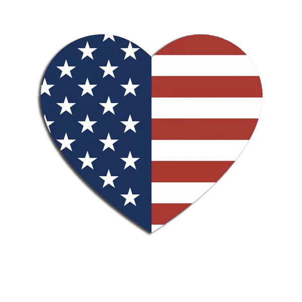 Heart Shaped USA Flag American United States of America Sticker Decal