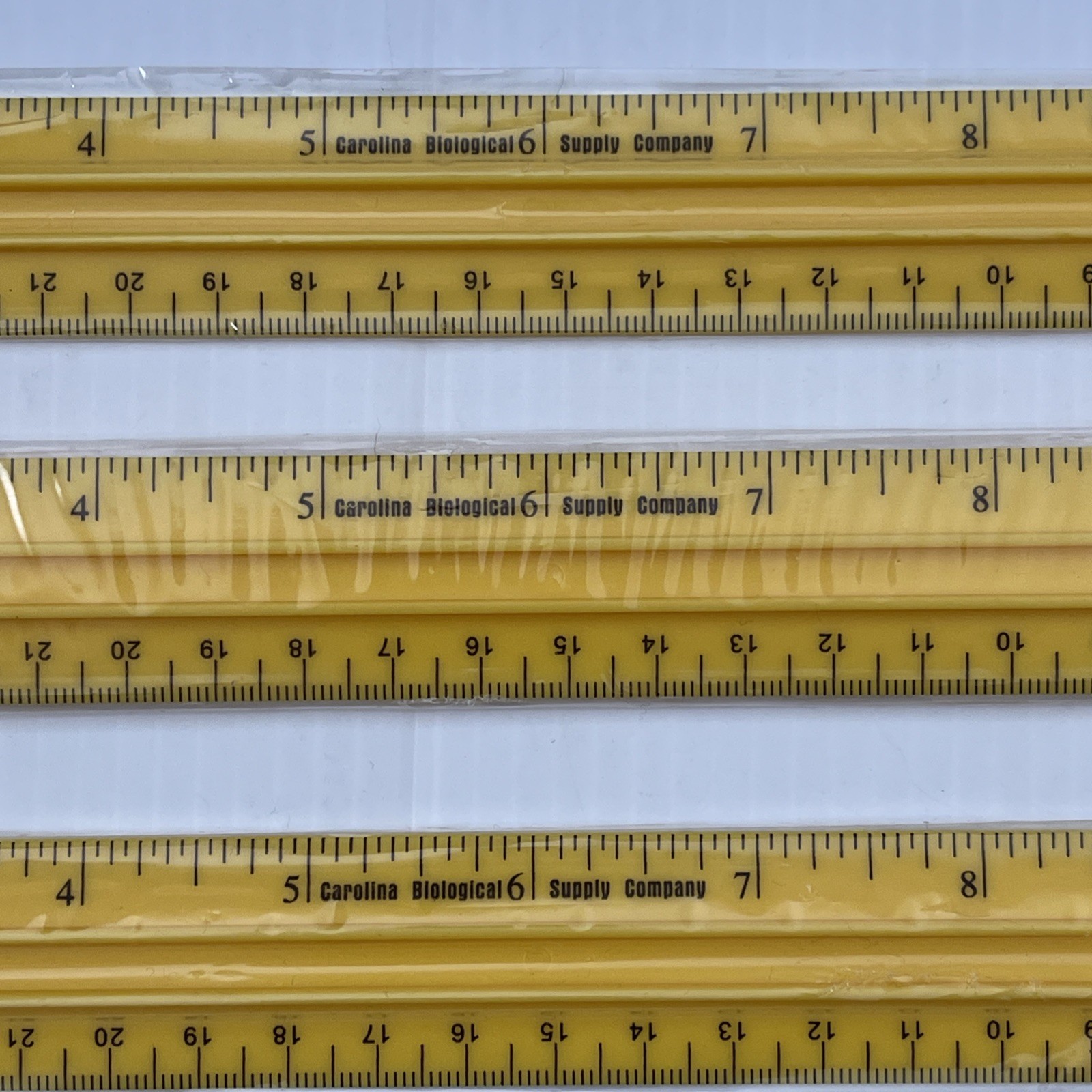 Lot of 3 Rulers Carolina Biological Supply Co. Lab Tool Kit Yellow.