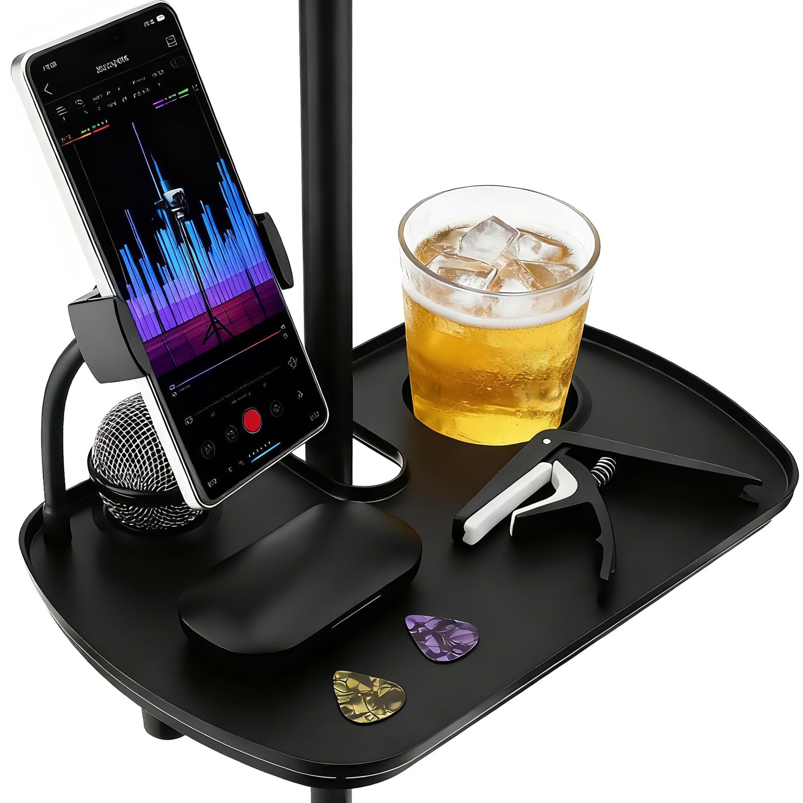 12.2 Inch Microphone Stand Tray Phone Holder Clamp Shelf 4.5kg Stage Studio