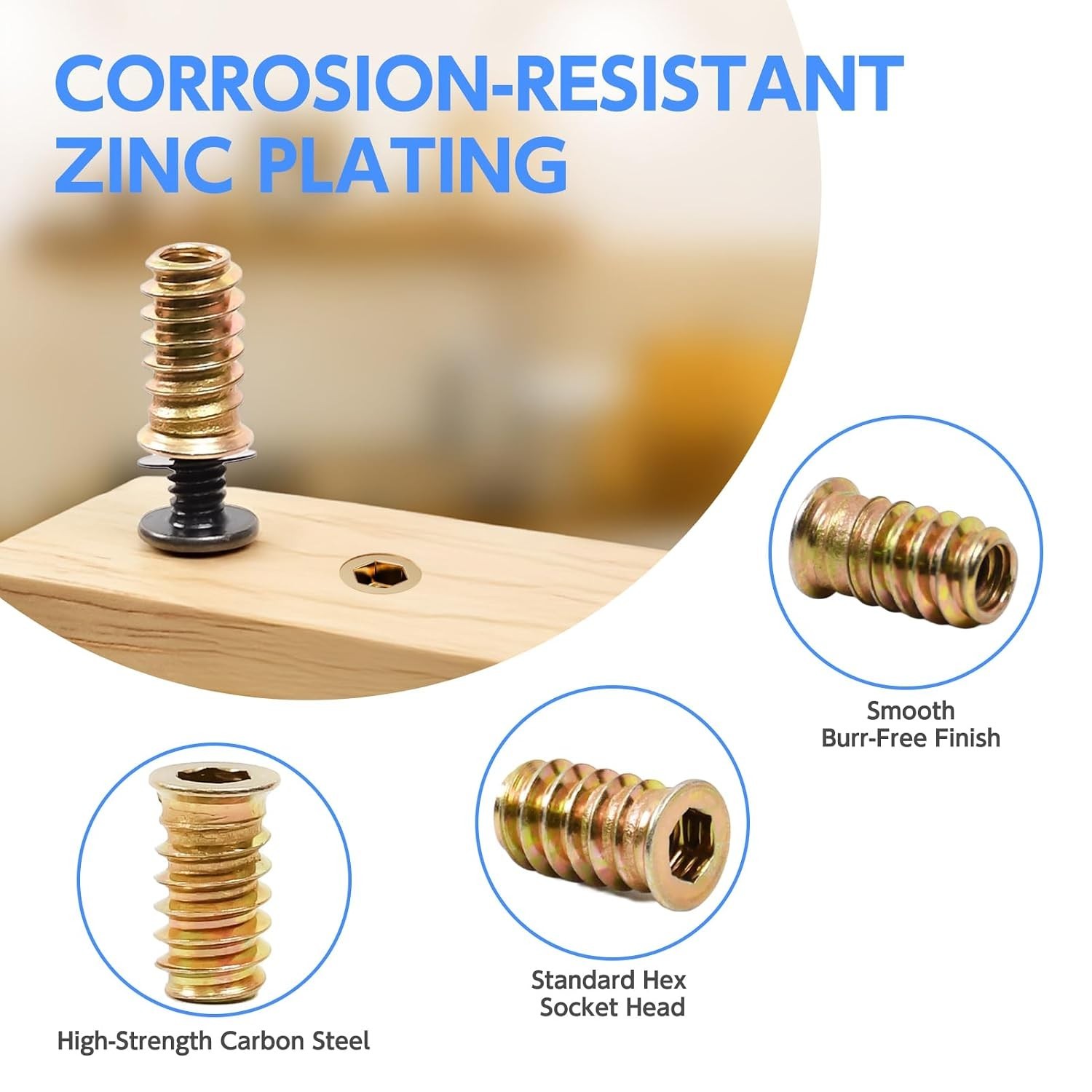 30 Sets 1/4-20 Threaded Inserts for Wood Kit for Woodworking & DIY Projects |...