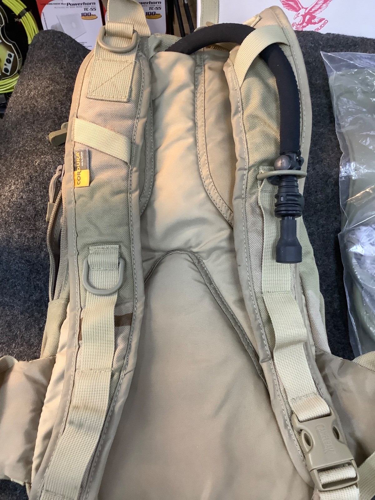 HYDRATION SYSTEM, CAMELBAK MULE (DESERT PATTERN, SOILED, NEW BLADDER INCLUDED)
