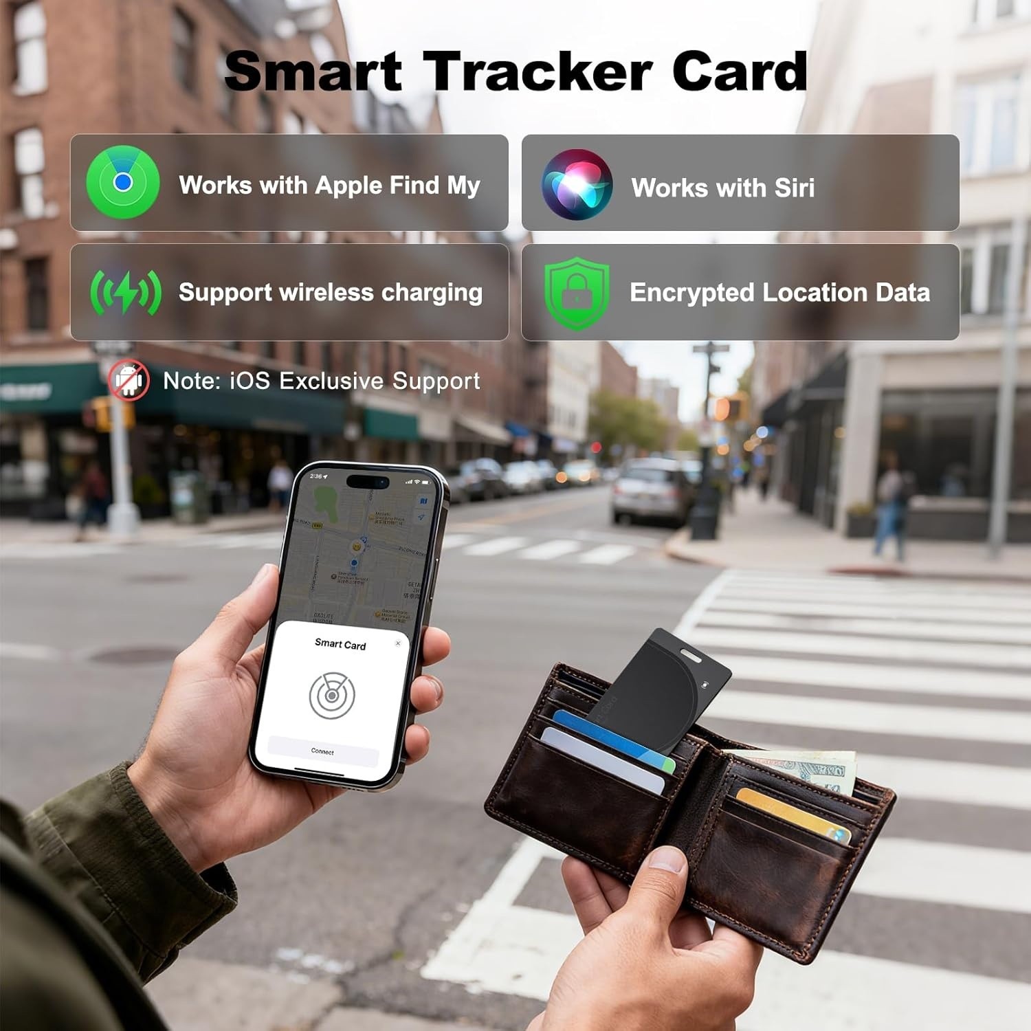 Wallet Tracker Card Bluetooth Finder Compatible with Apple Find My Waterproof