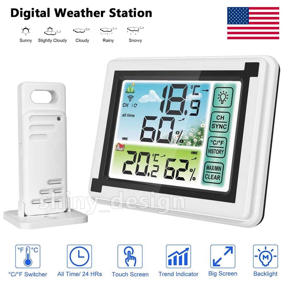 LCD Digital Wireless Weather Station Indoor Outdoor Thermometer Humidity Monitor