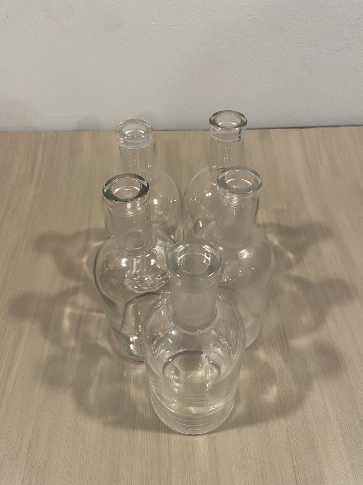 5 Glass Bottles for Craft Or Decor No Lids