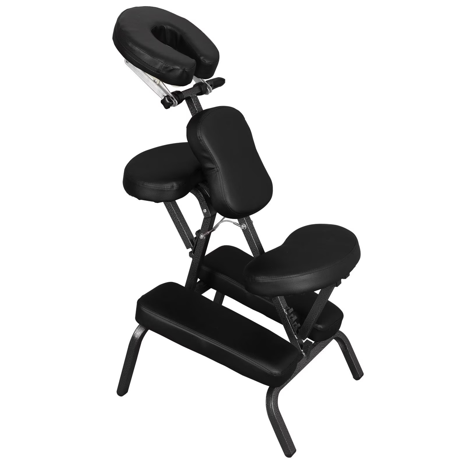 Portable Tattoo Salon Spa Chair Black Folding PU Leather Pad Travel Massage Seat