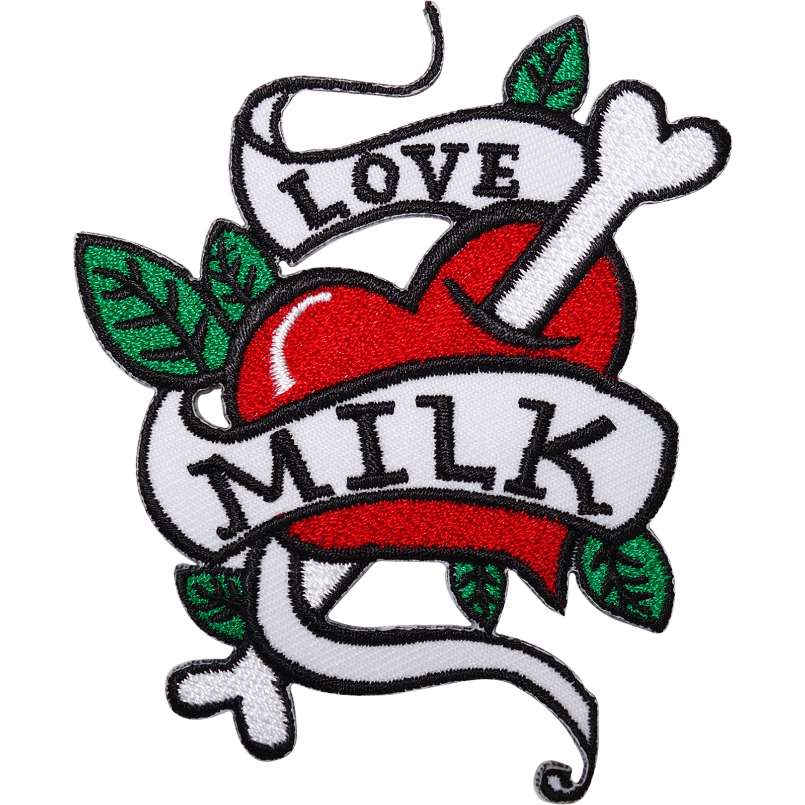 Love Milk Heart Tattoo Embroidered Iron Sew On Patch Bag Motorbike Jacket Badge