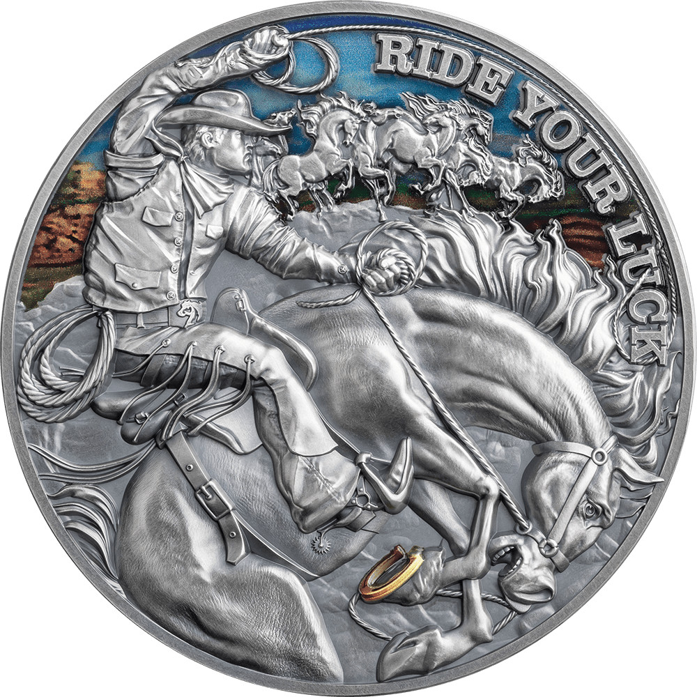 2023 Cameroon Ride Your Luck Lucky Coin 2 oz Antique finish Silver Coin
