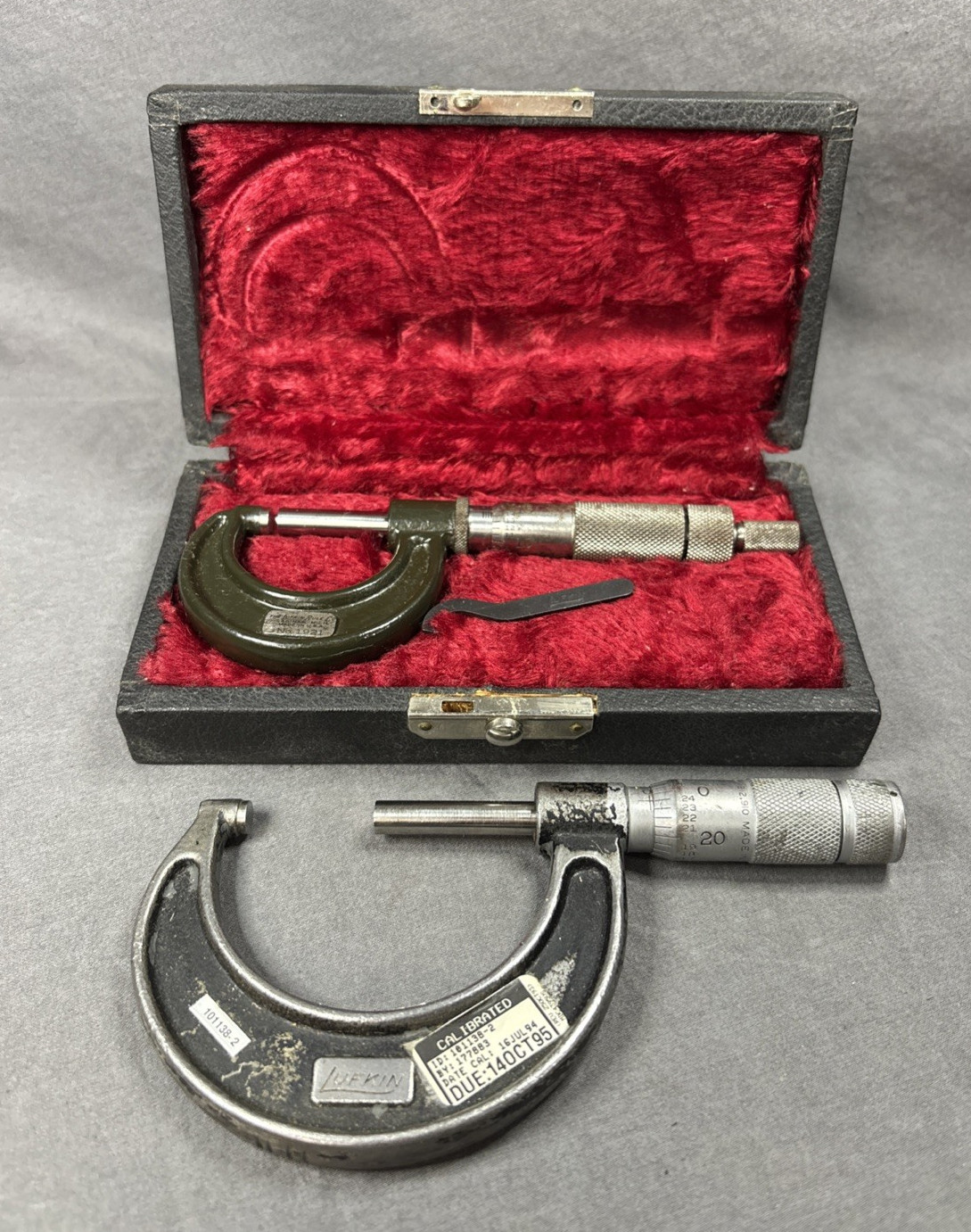 Vintage Lufkin pair of Micrometers 0-1" no. 1921 (read)  and 1-2" no. 1912