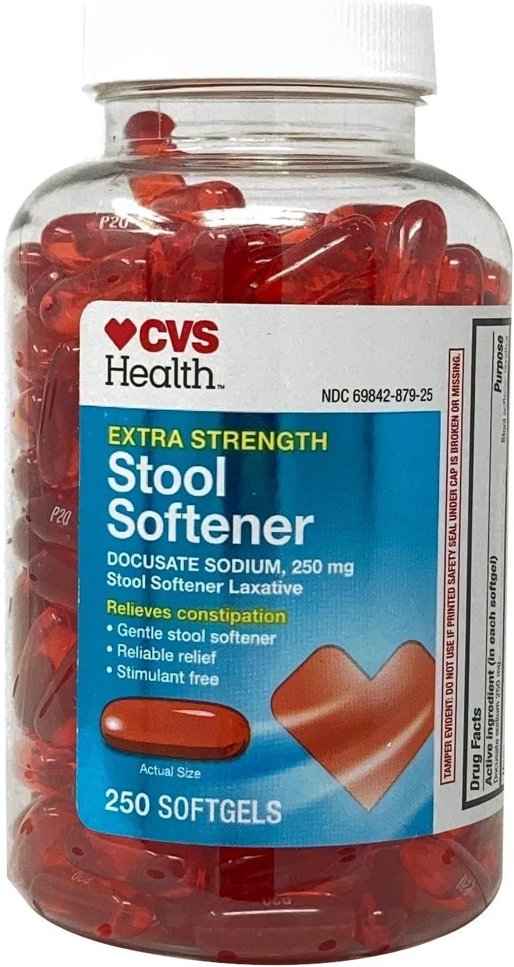 Extra Strength Stool Softener Docusate Sodium Softgels 250 mg, 250 Count