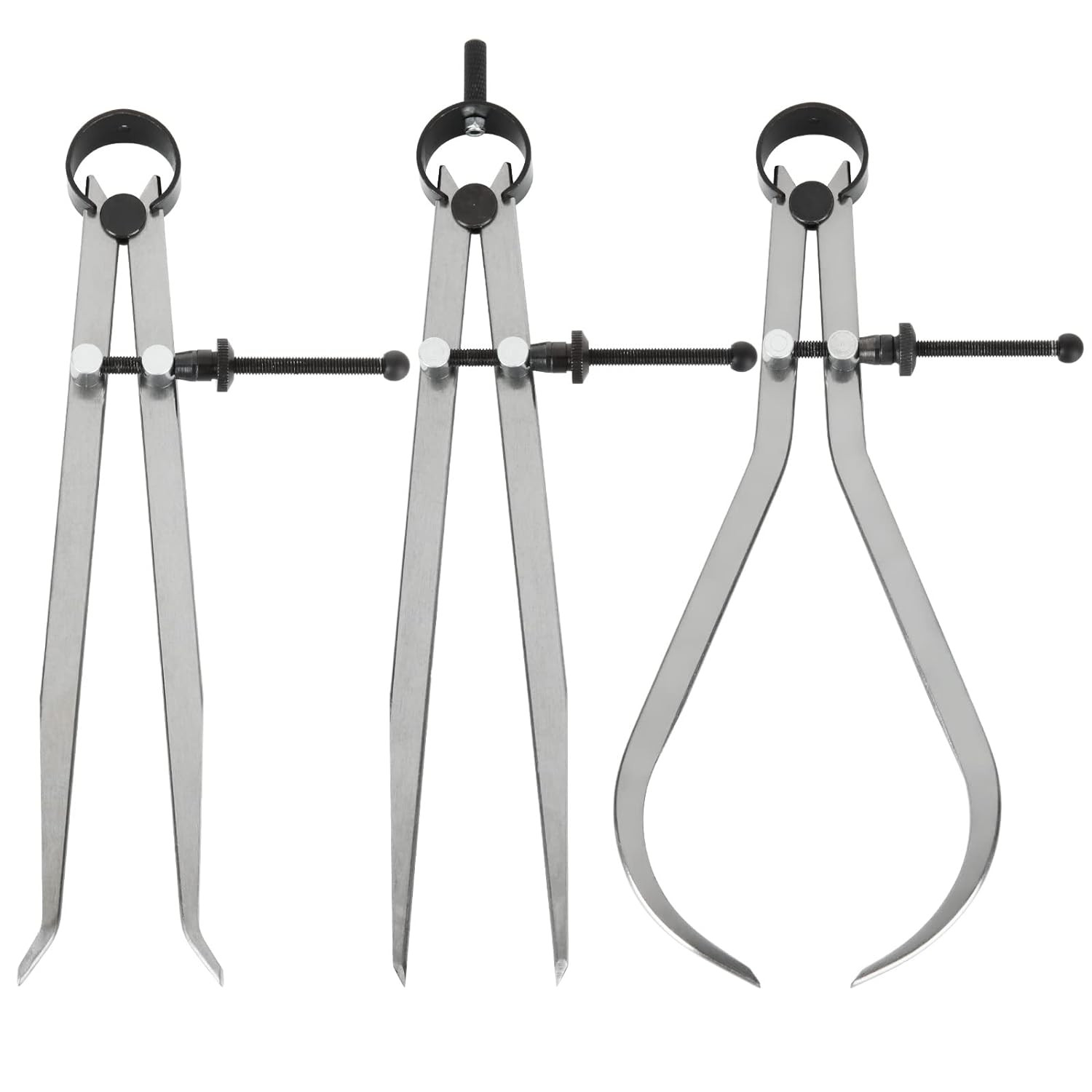 3Pcs 8 Inch Long Spring Caliper Set, Carbon Steel outside Divider Caliper Compas