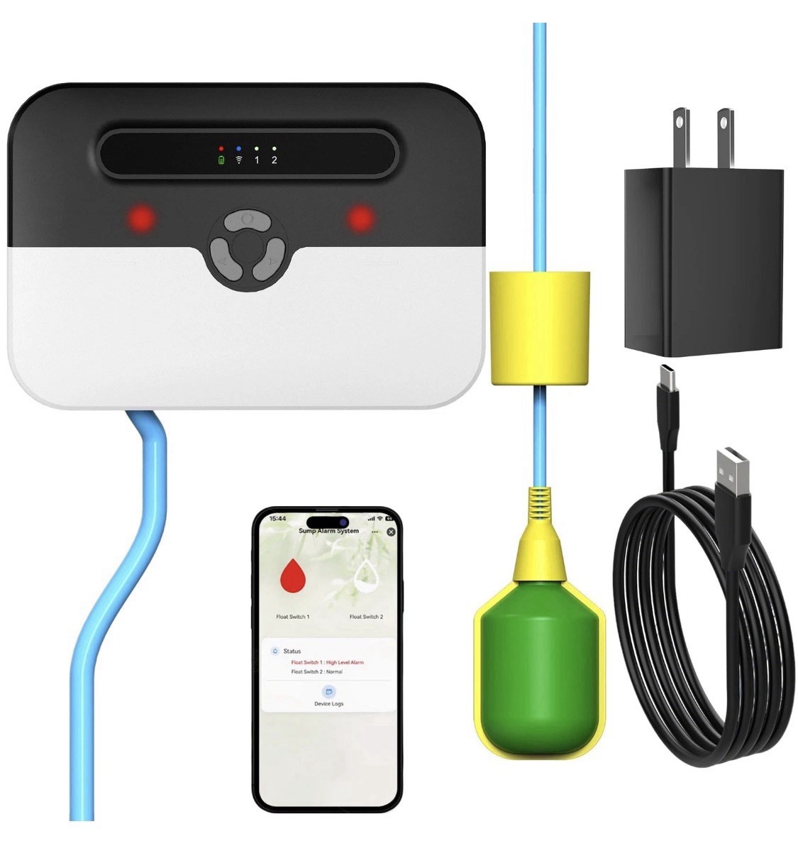 LUCKYDUO High/Low Sump Pump Alarm WiFi New Upgrade, Builtin Backup Battery, S...