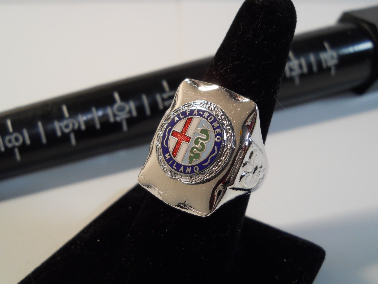 ALFA ROMEO MILANO 1985-92 Nickel Silver Ring Enamel Chrome Medallion Choice Size