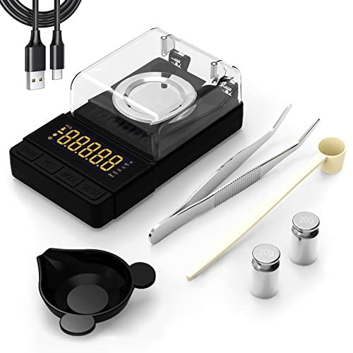 Precision Digital Milligram Scale 50g/0.001g, Compact Calibration Scale with 20g