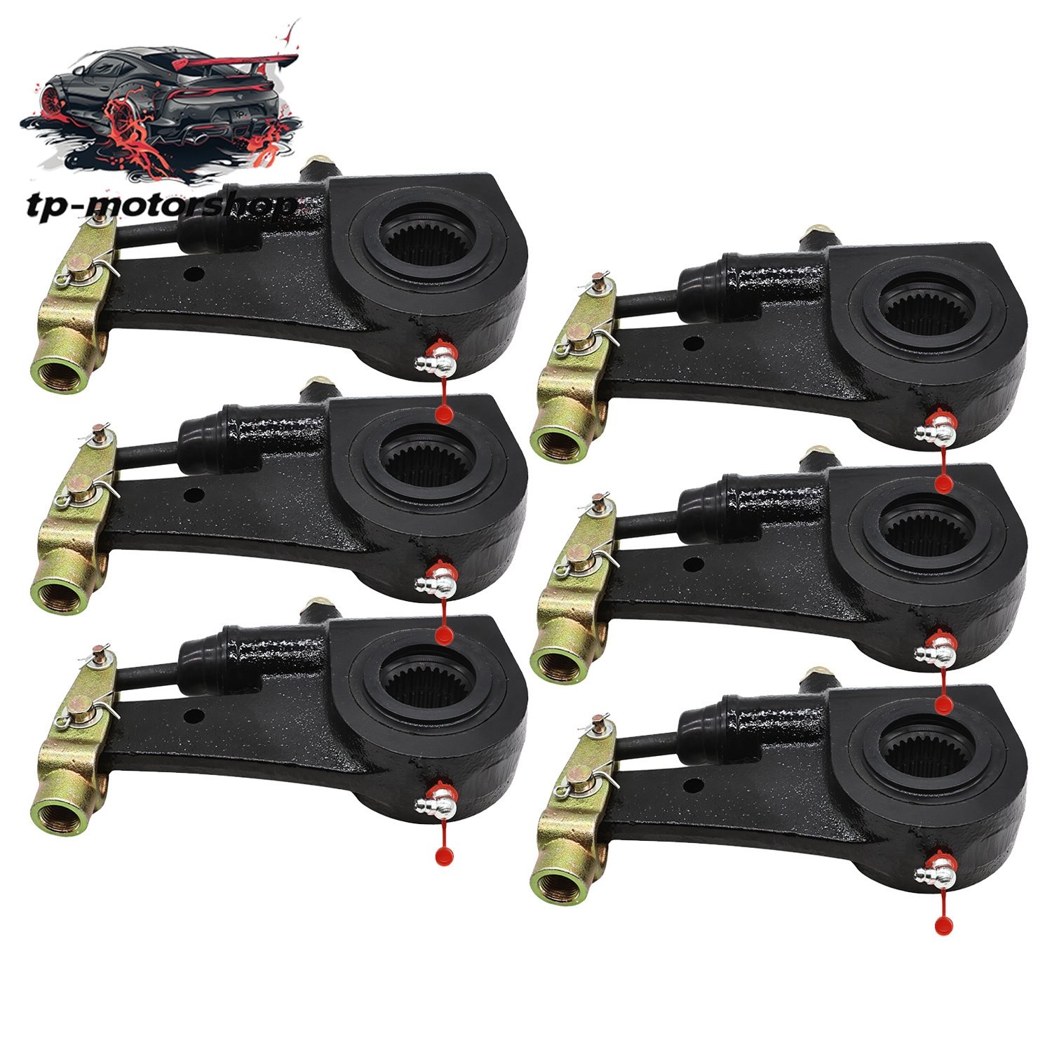 6PCS Automatic Slack Adjuster 1.5"x28 Spline 6" Lever For Meritor R801074