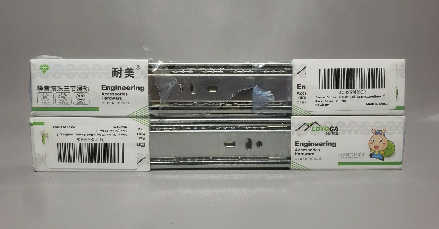 Two 2Packs 12" Heavy Duty Drawer Slides Furniture Ball Bearings 4 Pieces Total