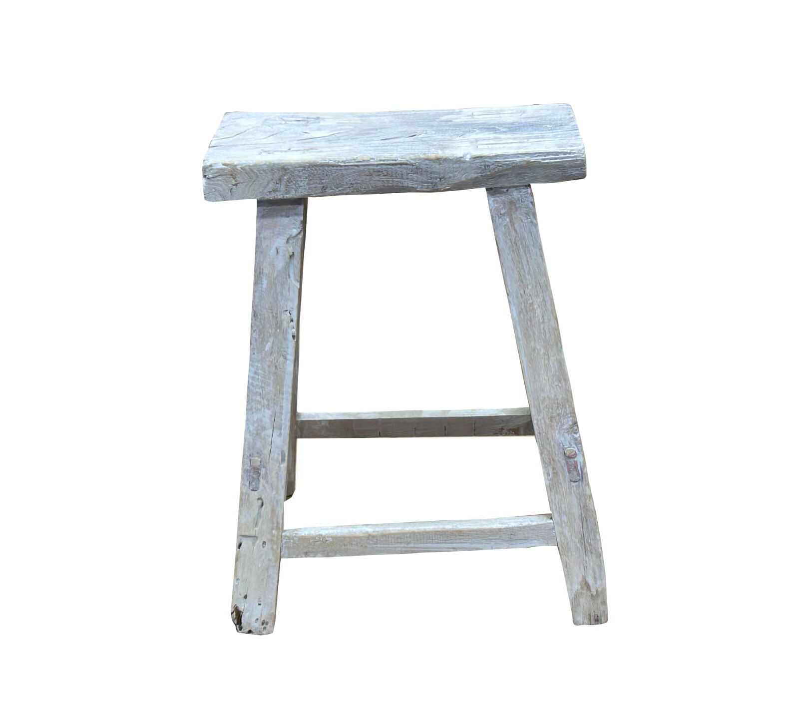 Rustic Raw Rough Wood Grain Rectangle Slim Stool Bench Side Table ws4640