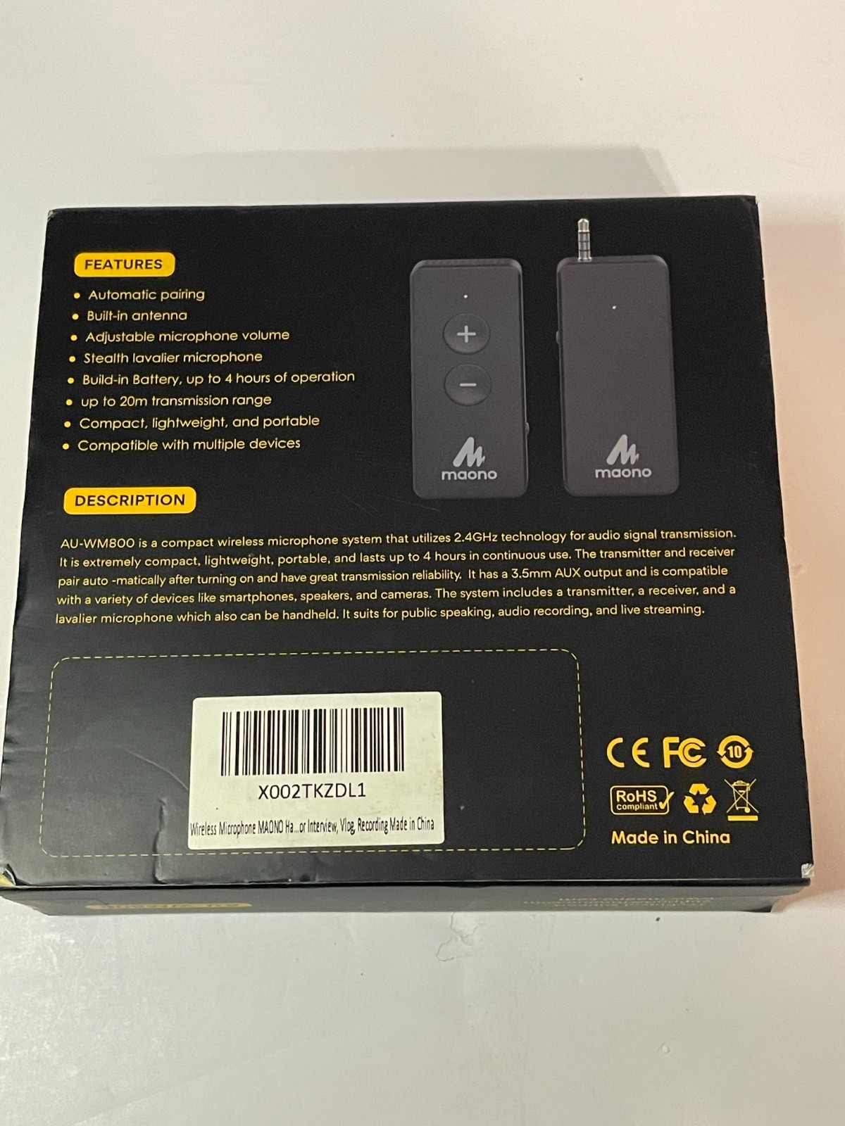 MAONO Wireless Microphone System Lavalier Lapel Mic System AU-WM800 BRAND NEW
