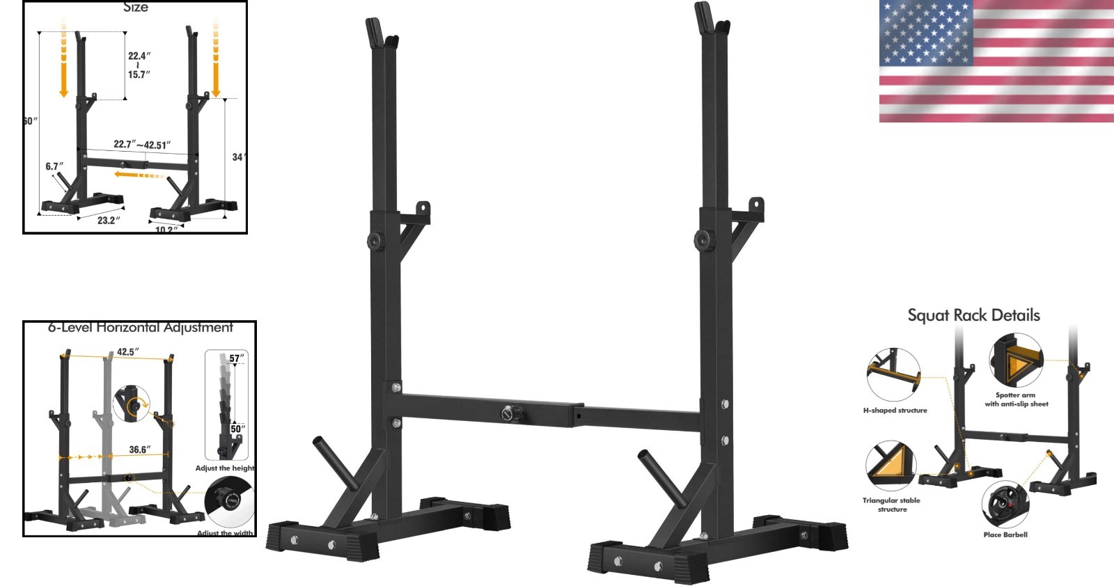 H-Shaped Barbell Rack for Strength Training-