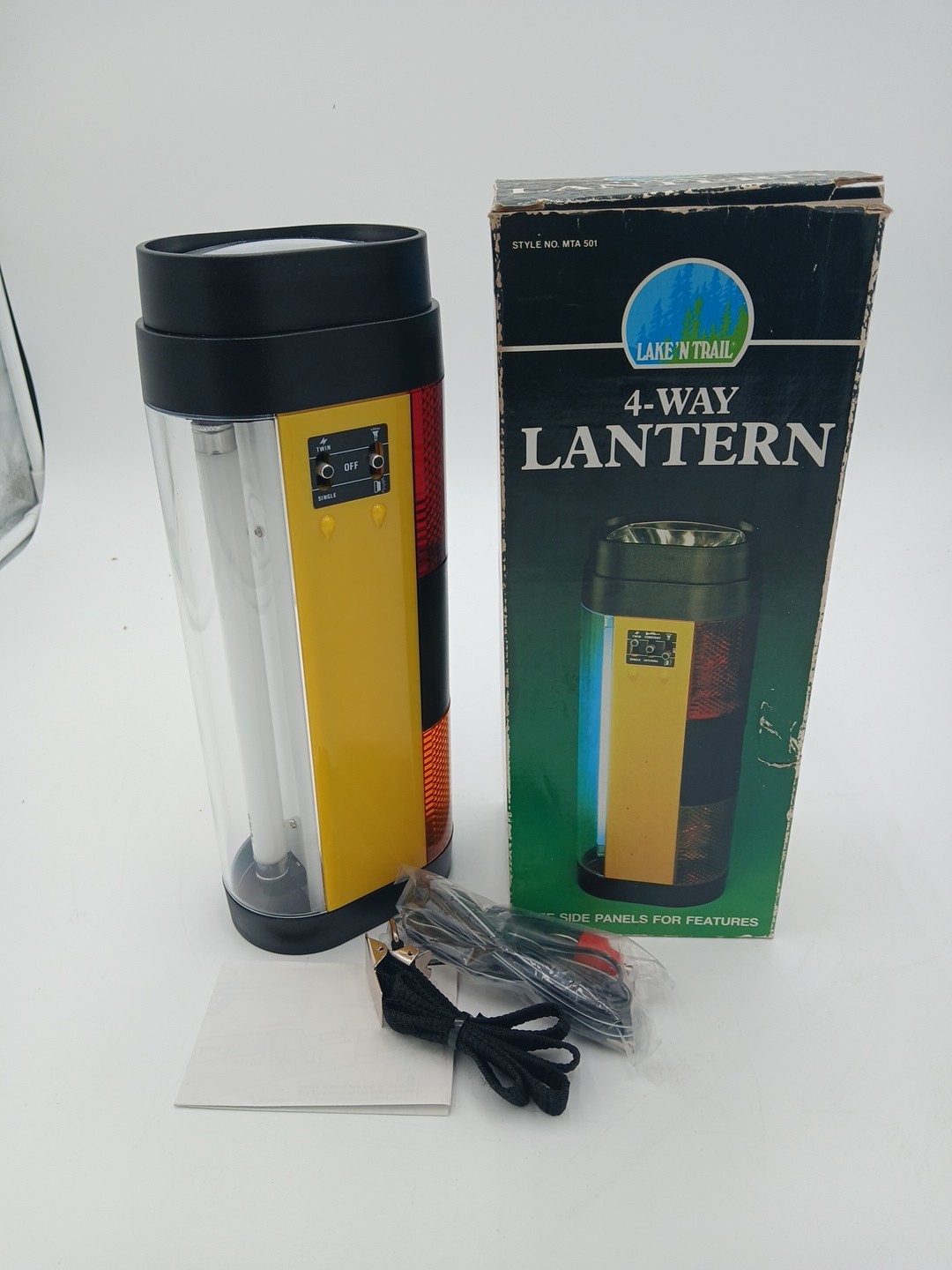 Vintage Lake 'N Trail 4 Way Lantern  Camping Flashlight Car Litghter Adaptor
