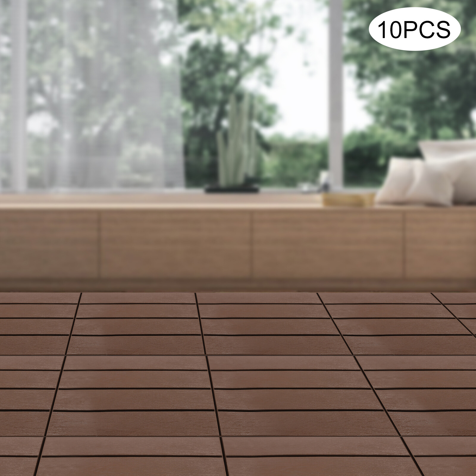 12x12" Plastic Interlocking Composite Decking Floor Deck Tiles Bacony Pavers