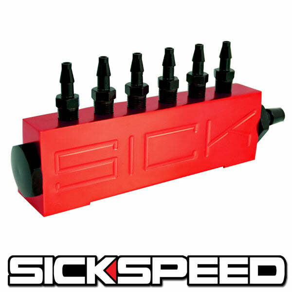 VACUUM INTAKE 6 PORT FUEL MANIFOLD GAS WASTEGATE BOOST PERFORMANCE RED P1