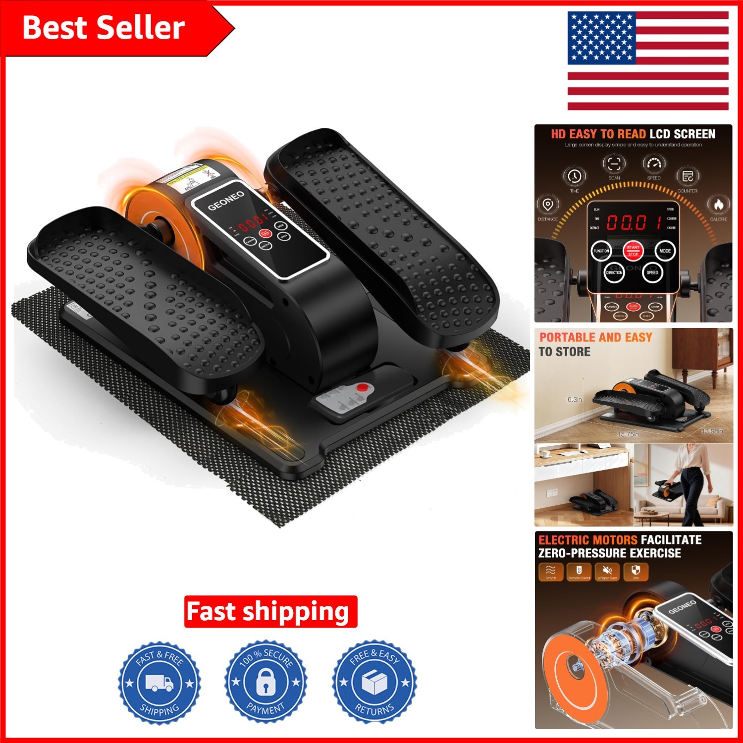 Electric Under Desk Leg Exerciser - Portable, Compact & Great for Home or Office