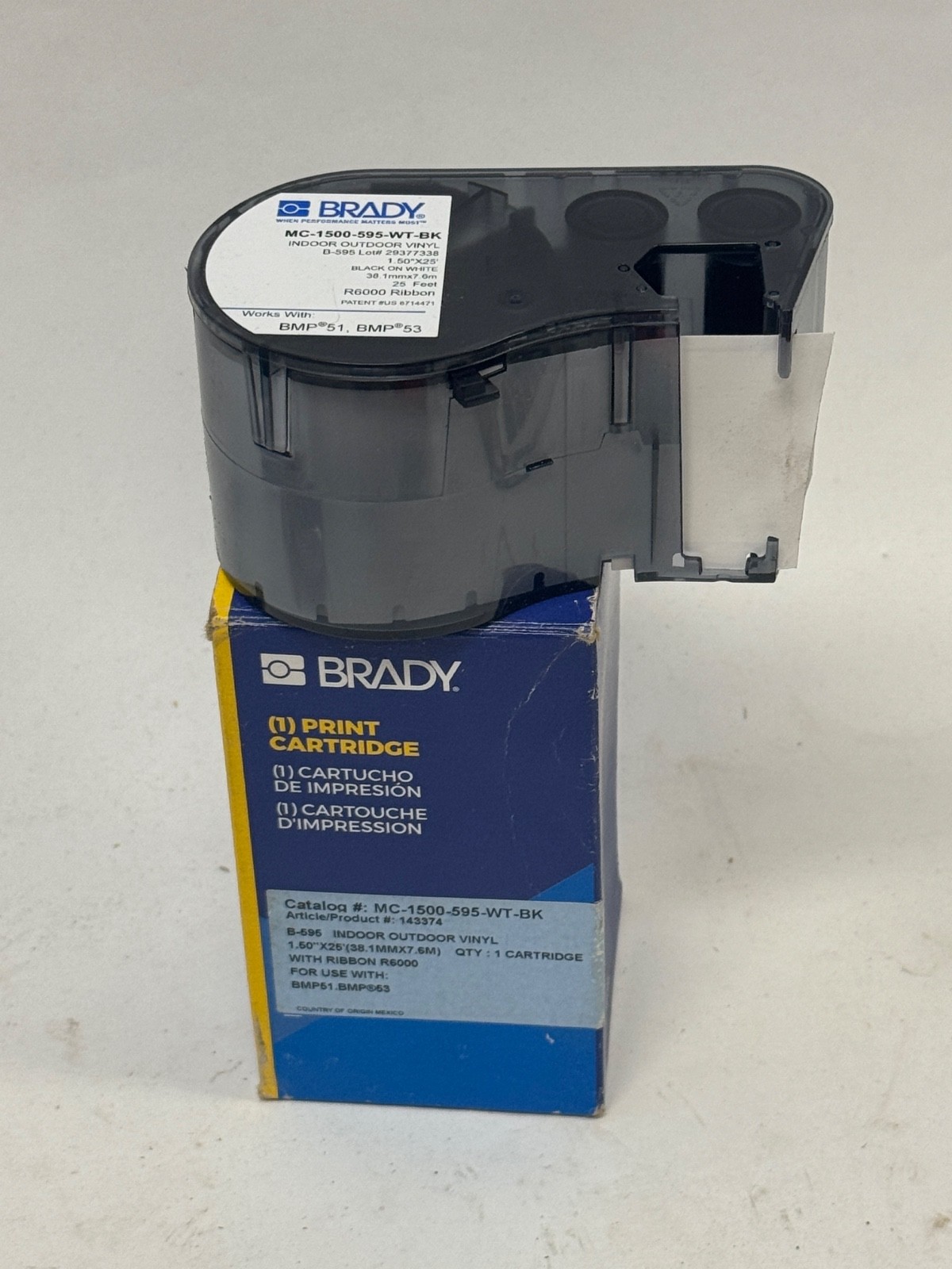 Brady MC-1500-595-WT-BK Print Cartridge Vinyl Black on White