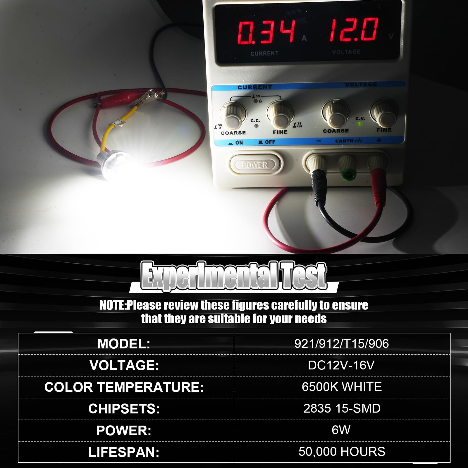 912 921 LED Bulb for Backup Reverse Lights, 2835 15-SMD Chipsets Error Free 3...